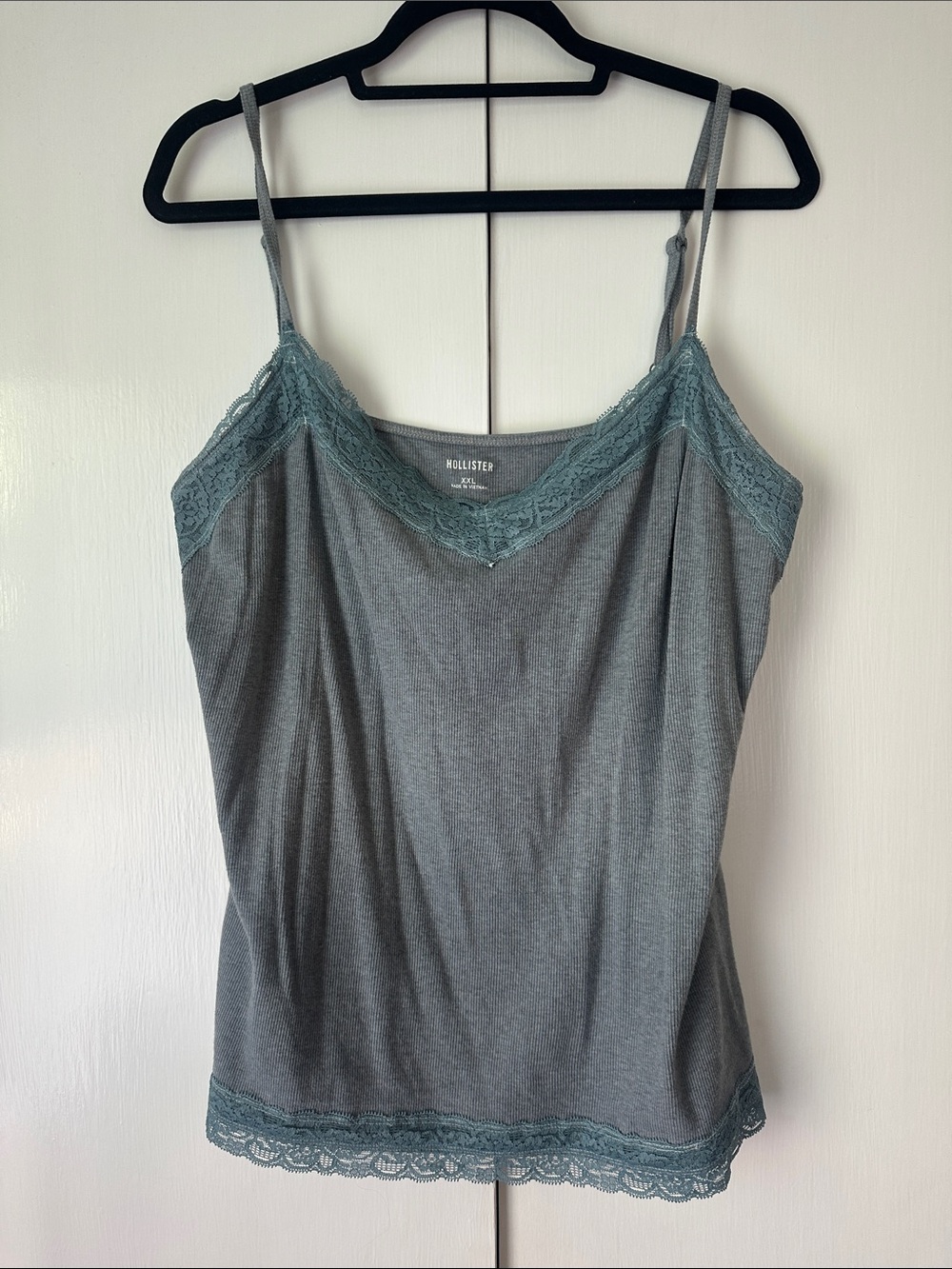 Hollister Women's Slate Teal Lace-Trim Camisole